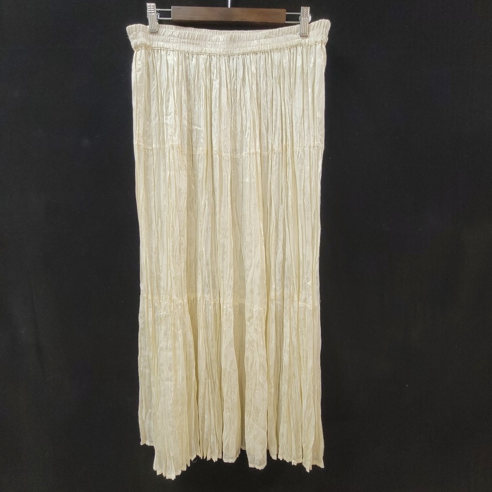 Marisol Womens Pull On Crinkle Embossed Fairy Angelcore Skirt Size L Ivory Maxi